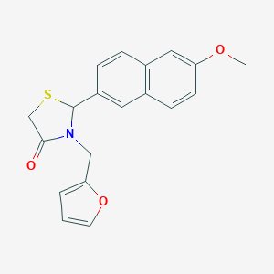 molecular formula C19H17NO3S B501957 3-(2-Furylmethyl)-2-(6-methoxy-2-naphthyl)-1,3-thiazolidin-4-one 