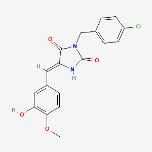 molecular formula C18H15ClN2O4 B5019571 3-(4-chlorobenzyl)-5-(3-hydroxy-4-methoxybenzylidene)-2,4-imidazolidinedione 