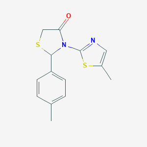 molecular formula C14H14N2OS2 B501959 2-(4-Methylphenyl)-3-(5-methyl-1,3-thiazol-2-yl)-1,3-thiazolidin-4-one 