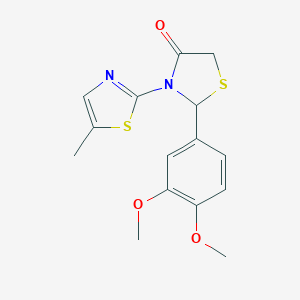 molecular formula C15H16N2O3S2 B501960 2-(3,4-Dimethoxyphenyl)-3-(5-methyl-1,3-thiazol-2-yl)-1,3-thiazolidin-4-one 