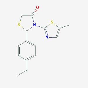 molecular formula C15H16N2OS2 B501961 2-(4-Ethylphenyl)-3-(5-methyl-1,3-thiazol-2-yl)-1,3-thiazolidin-4-one 