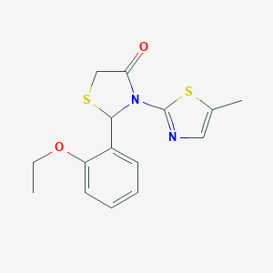molecular formula C15H16N2O2S2 B501962 2-(2-Ethoxyphenyl)-3-(5-methyl-1,3-thiazol-2-yl)-1,3-thiazolidin-4-one 