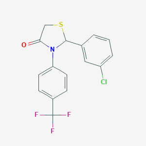 molecular formula C16H11ClF3NOS B501967 2-(3-Chlorophenyl)-3-[4-(trifluoromethyl)phenyl]-1,3-thiazolidin-4-one 
