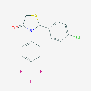 molecular formula C16H11ClF3NOS B501968 2-(4-Chlorophenyl)-3-[4-(trifluoromethyl)phenyl]-1,3-thiazolidin-4-one 