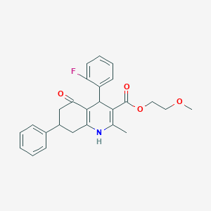 2-methoxyethyl 4-(2-fluorophenyl)-2-methyl-5-oxo-7-phenyl-1,4,5,6,7,8-hexahydro-3-quinolinecarboxylate