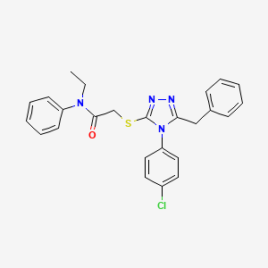 2-{[5-benzyl-4-(4-chlorophenyl)-4H-1,2,4-triazol-3-yl]thio}-N-ethyl-N-phenylacetamide