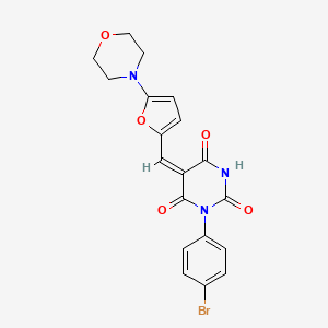 molecular formula C19H16BrN3O5 B5019748 1-(4-bromophenyl)-5-{[5-(4-morpholinyl)-2-furyl]methylene}-2,4,6(1H,3H,5H)-pyrimidinetrione 