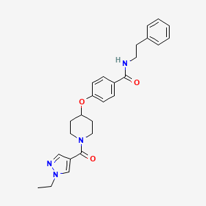 molecular formula C26H30N4O3 B5019752 4-({1-[(1-ethyl-1H-pyrazol-4-yl)carbonyl]-4-piperidinyl}oxy)-N-(2-phenylethyl)benzamide 