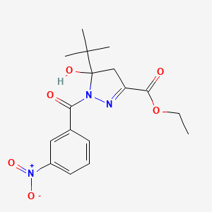 ethyl 5-tert-butyl-5-hydroxy-1-(3-nitrobenzoyl)-4,5-dihydro-1H-pyrazole-3-carboxylate