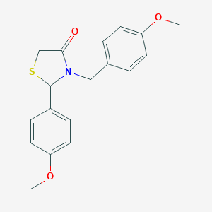 molecular formula C18H19NO3S B501980 3-(4-Methoxybenzyl)-2-(4-methoxyphenyl)-1,3-thiazolidin-4-one CAS No. 918538-40-6