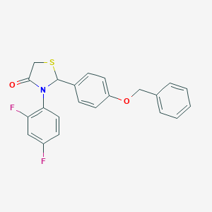 molecular formula C22H17F2NO2S B501984 2-[4-(Benzyloxy)phenyl]-3-(2,4-difluorophenyl)-1,3-thiazolidin-4-one 