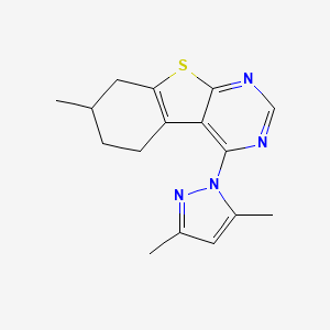 molecular formula C16H18N4S B5019849 4-(3,5-dimethyl-1H-pyrazol-1-yl)-7-methyl-5,6,7,8-tetrahydro[1]benzothieno[2,3-d]pyrimidine 