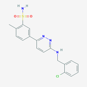 molecular formula C18H17ClN4O2S B5019886 5-{6-[(2-chlorobenzyl)amino]-3-pyridazinyl}-2-methylbenzenesulfonamide 