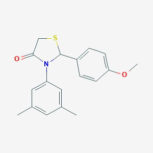 molecular formula C18H19NO2S B501993 3-(3,5-Dimethylphenyl)-2-(4-methoxyphenyl)-1,3-thiazolidin-4-one 