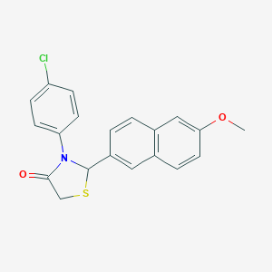 molecular formula C20H16ClNO2S B501999 3-(4-Chlorophenyl)-2-(6-methoxy-2-naphthyl)-1,3-thiazolidin-4-one 