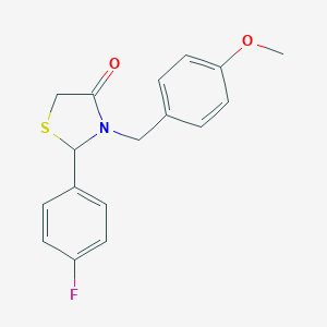 molecular formula C17H16FNO2S B502002 2-(4-Fluorophenyl)-3-(4-methoxybenzyl)-1,3-thiazolidin-4-one 