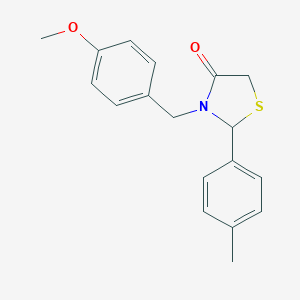 molecular formula C18H19NO2S B502003 3-(4-Methoxybenzyl)-2-(4-methylphenyl)-1,3-thiazolidin-4-one 