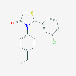 molecular formula C17H16ClNOS B502006 2-(3-Chlorophenyl)-3-(4-ethylphenyl)-1,3-thiazolidin-4-one 