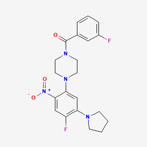 molecular formula C21H22F2N4O3 B5020061 1-(3-fluorobenzoyl)-4-[4-fluoro-2-nitro-5-(1-pyrrolidinyl)phenyl]piperazine 
