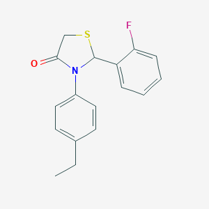 molecular formula C17H16FNOS B502008 3-(4-Ethylphenyl)-2-(2-fluorophenyl)-1,3-thiazolidin-4-one 