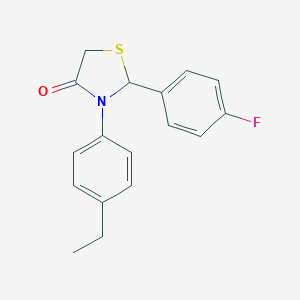 molecular formula C17H16FNOS B502009 3-(4-Ethylphenyl)-2-(4-fluorophenyl)-1,3-thiazolidin-4-one 