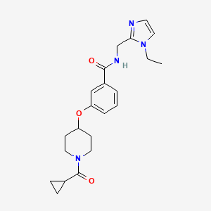 molecular formula C22H28N4O3 B5020099 3-{[1-(cyclopropylcarbonyl)-4-piperidinyl]oxy}-N-[(1-ethyl-1H-imidazol-2-yl)methyl]benzamide 