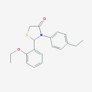molecular formula C19H21NO2S B502010 2-(2-Ethoxyphenyl)-3-(4-ethylphenyl)-1,3-thiazolidin-4-one 