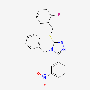 4-benzyl-3-[(2-fluorobenzyl)thio]-5-(3-nitrophenyl)-4H-1,2,4-triazole