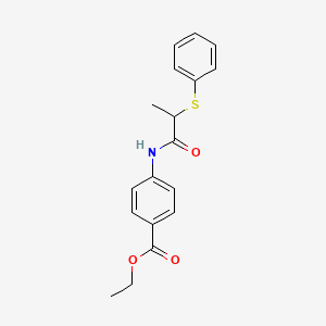molecular formula C18H19NO3S B5020145 ethyl 4-{[2-(phenylthio)propanoyl]amino}benzoate 