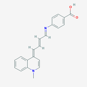 molecular formula C21H18N2O2 B502016 4-{[4-(1-methyl-4(1H)-quinolinylidene)-2-butenylidene]amino}benzoic acid 