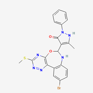 molecular formula C21H17BrN6O2S B5020270 4-[10-bromo-3-(methylthio)-6,7-dihydro[1,2,4]triazino[5,6-d][3,1]benzoxazepin-6-yl]-3-methyl-1-phenyl-1H-pyrazol-5-ol 