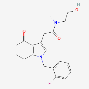 molecular formula C21H25FN2O3 B5020283 2-[1-(2-fluorobenzyl)-2-methyl-4-oxo-4,5,6,7-tetrahydro-1H-indol-3-yl]-N-(2-hydroxyethyl)-N-methylacetamide 