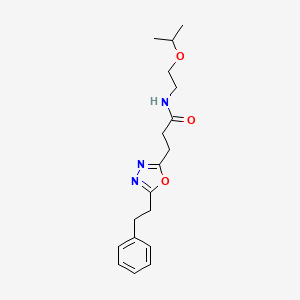 molecular formula C18H25N3O3 B5020357 N-(2-isopropoxyethyl)-3-[5-(2-phenylethyl)-1,3,4-oxadiazol-2-yl]propanamide 