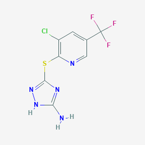 molecular formula C8H5ClF3N5S B502041 3-{[3-Chloro-5-(trifluoromethyl)-2-pyridinyl]-sulfanyl}-1H-1,2,4-triazol-5-amine CAS No. 250714-16-0