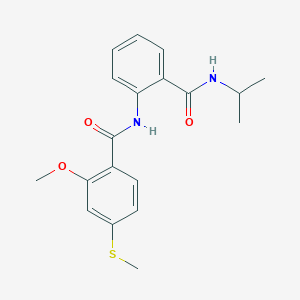 molecular formula C19H22N2O3S B5020418 N-{2-[(isopropylamino)carbonyl]phenyl}-2-methoxy-4-(methylthio)benzamide 