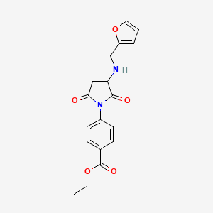 molecular formula C18H18N2O5 B5020446 ethyl 4-{3-[(2-furylmethyl)amino]-2,5-dioxo-1-pyrrolidinyl}benzoate 