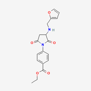 molecular formula C18H18N2O5 B5020446 Ethyl 4-{3-[(furan-2-ylmethyl)amino]-2,5-dioxopyrrolidin-1-yl}benzoate 