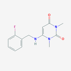 molecular formula C13H14FN3O2 B502050 6-[(2-fluorobenzyl)amino]-1,3-dimethyl-2,4(1H,3H)-pyrimidinedione 