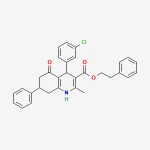 molecular formula C31H28ClNO3 B5020514 2-Phenylethyl 4-(3-chlorophenyl)-2-methyl-5-oxo-7-phenyl-1,4,5,6,7,8-hexahydroquinoline-3-carboxylate 