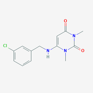 molecular formula C13H14ClN3O2 B502053 6-[(3-chlorobenzyl)amino]-1,3-dimethyl-2,4(1H,3H)-pyrimidinedione 