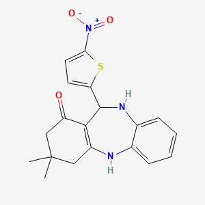 molecular formula C19H19N3O3S B5020542 3,3-dimethyl-11-(5-nitro-2-thienyl)-2,3,4,5,10,11-hexahydro-1H-dibenzo[b,e][1,4]diazepin-1-one 