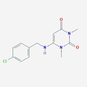 molecular formula C13H14ClN3O2 B502055 6-[(4-chlorobenzyl)amino]-1,3-dimethyl-2,4(1H,3H)-pyrimidinedione 