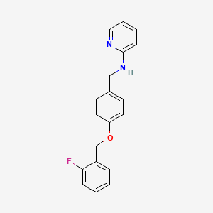 molecular formula C19H17FN2O B5020573 N-{4-[(2-fluorobenzyl)oxy]benzyl}-2-pyridinamine 