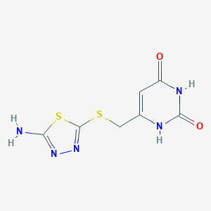 molecular formula C7H7N5O2S2 B502063 6-{[(5-amino-1,3,4-thiadiazol-2-yl)sulfanyl]methyl}-2,4(1H,3H)-pyrimidinedione 