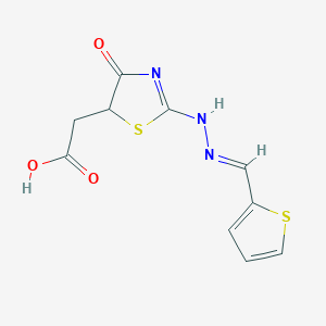 2-[4-oxo-2-[(2E)-2-(thiophen-2-ylmethylidene)hydrazinyl]-1,3-thiazol-5-yl]acetic acid