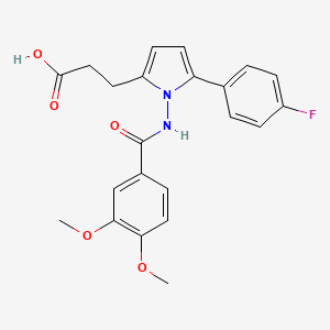 molecular formula C22H21FN2O5 B5020678 3-[1-[(3,4-dimethoxybenzoyl)amino]-5-(4-fluorophenyl)-1H-pyrrol-2-yl]propanoic acid 