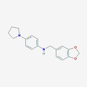 molecular formula C18H20N2O2 B502085 N-(1,3-benzodioxol-5-ylmethyl)-4-pyrrolidin-1-ylaniline CAS No. 713502-31-9