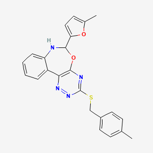 3-[(4-methylbenzyl)thio]-6-(5-methyl-2-furyl)-6,7-dihydro[1,2,4]triazino[5,6-d][3,1]benzoxazepine