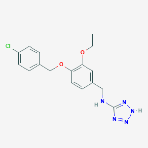 molecular formula C17H18ClN5O2 B502094 N-{4-[(4-chlorobenzyl)oxy]-3-ethoxybenzyl}-N-(2H-tetraazol-5-yl)amine 