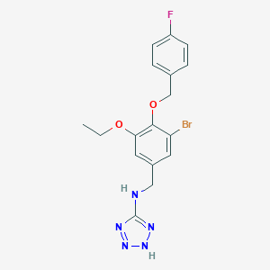 molecular formula C17H17BrFN5O2 B502095 N-{3-bromo-5-ethoxy-4-[(4-fluorobenzyl)oxy]benzyl}-1H-tetrazol-5-amine 